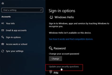 Update Security Questions .